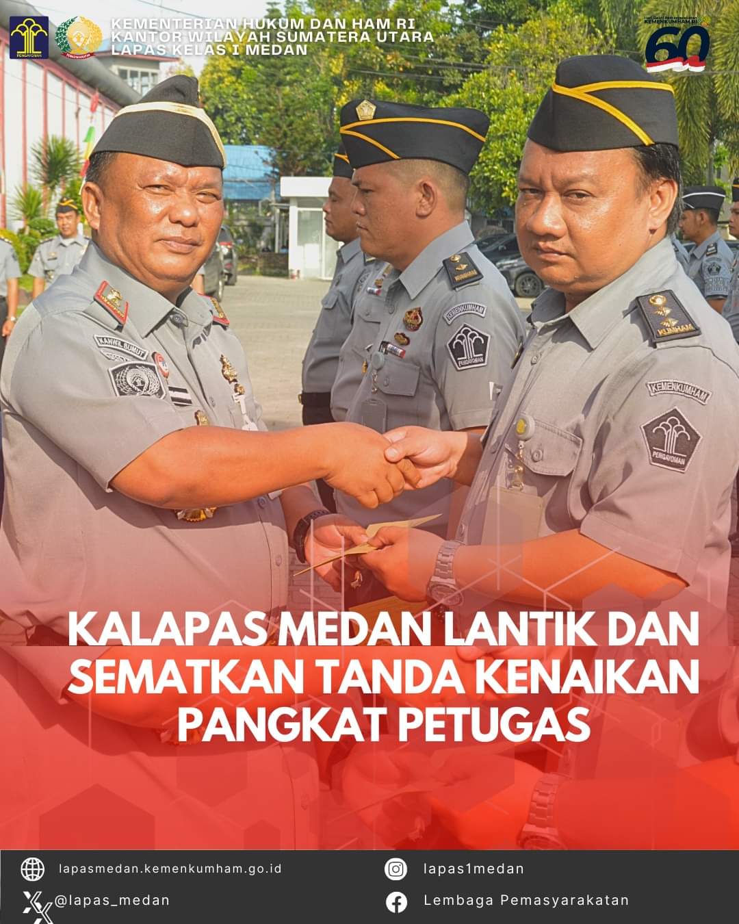 Kalapas Medan Lantik Dan Sematkan Tanda Kenaikan Pangkat Petugas